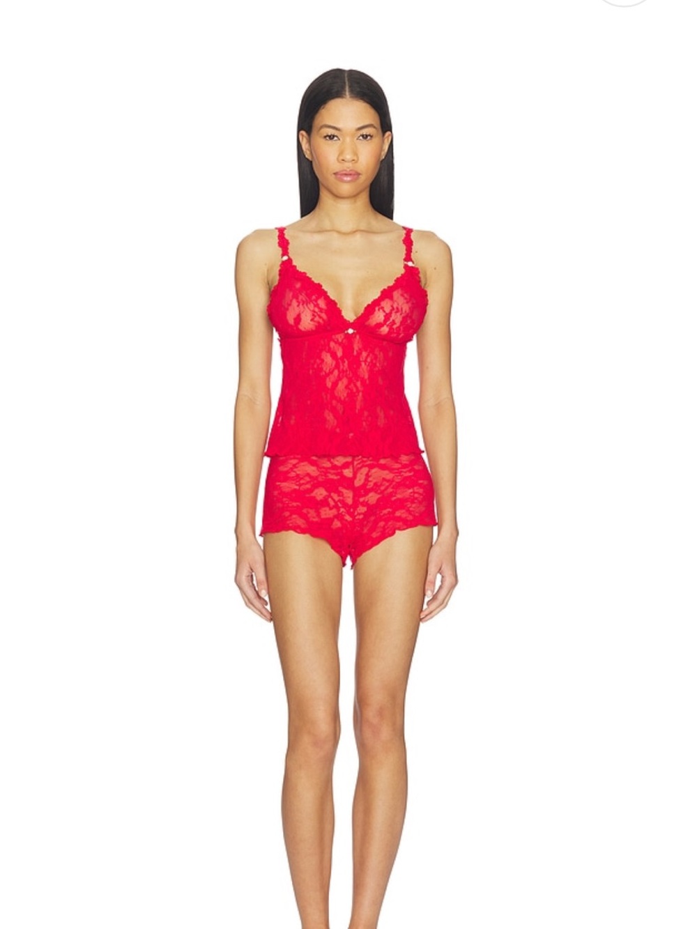 skims Triangle Cami And Short Set in Red lace